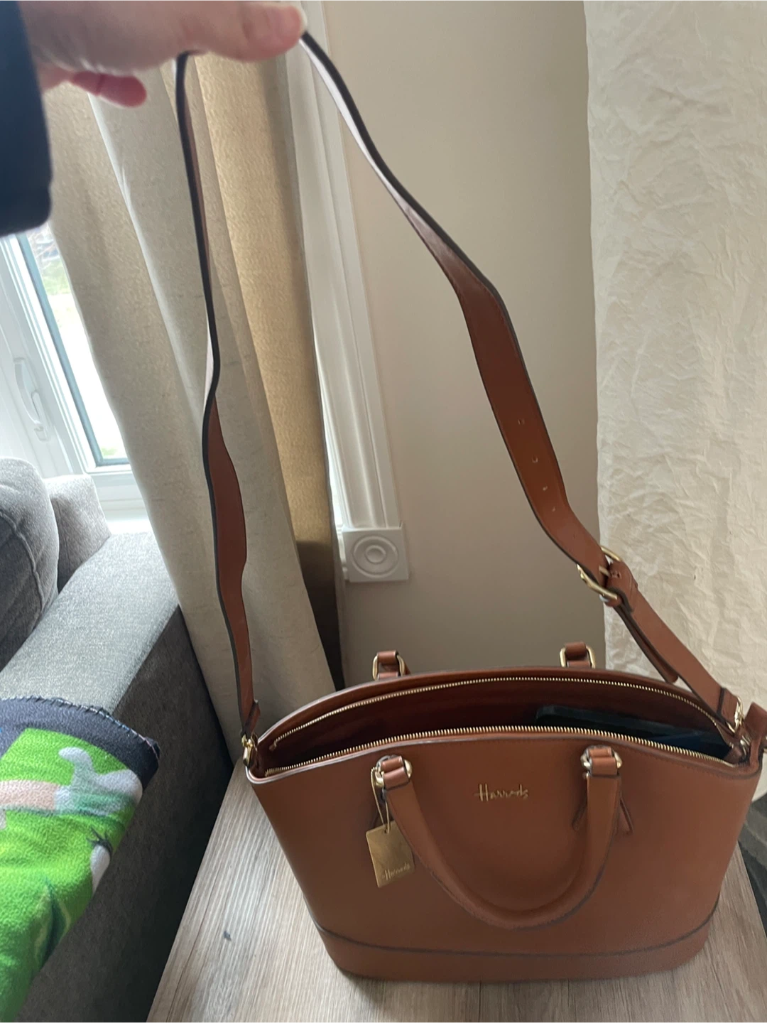 Harrods Brown Leather Satchel Handbag - photo 2