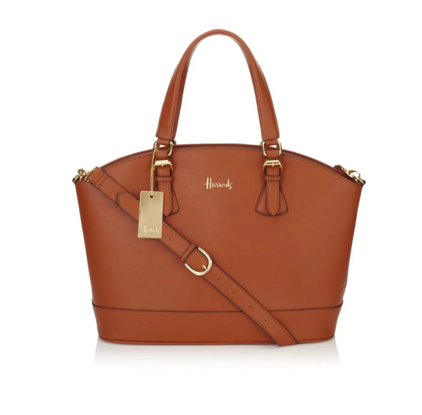 Harrods Brown Leather Satchel Handbag - photo 3