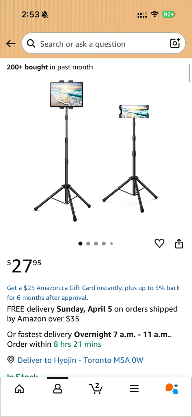 Adjustable Tripod Stand for Tablet/Phone - photo 2