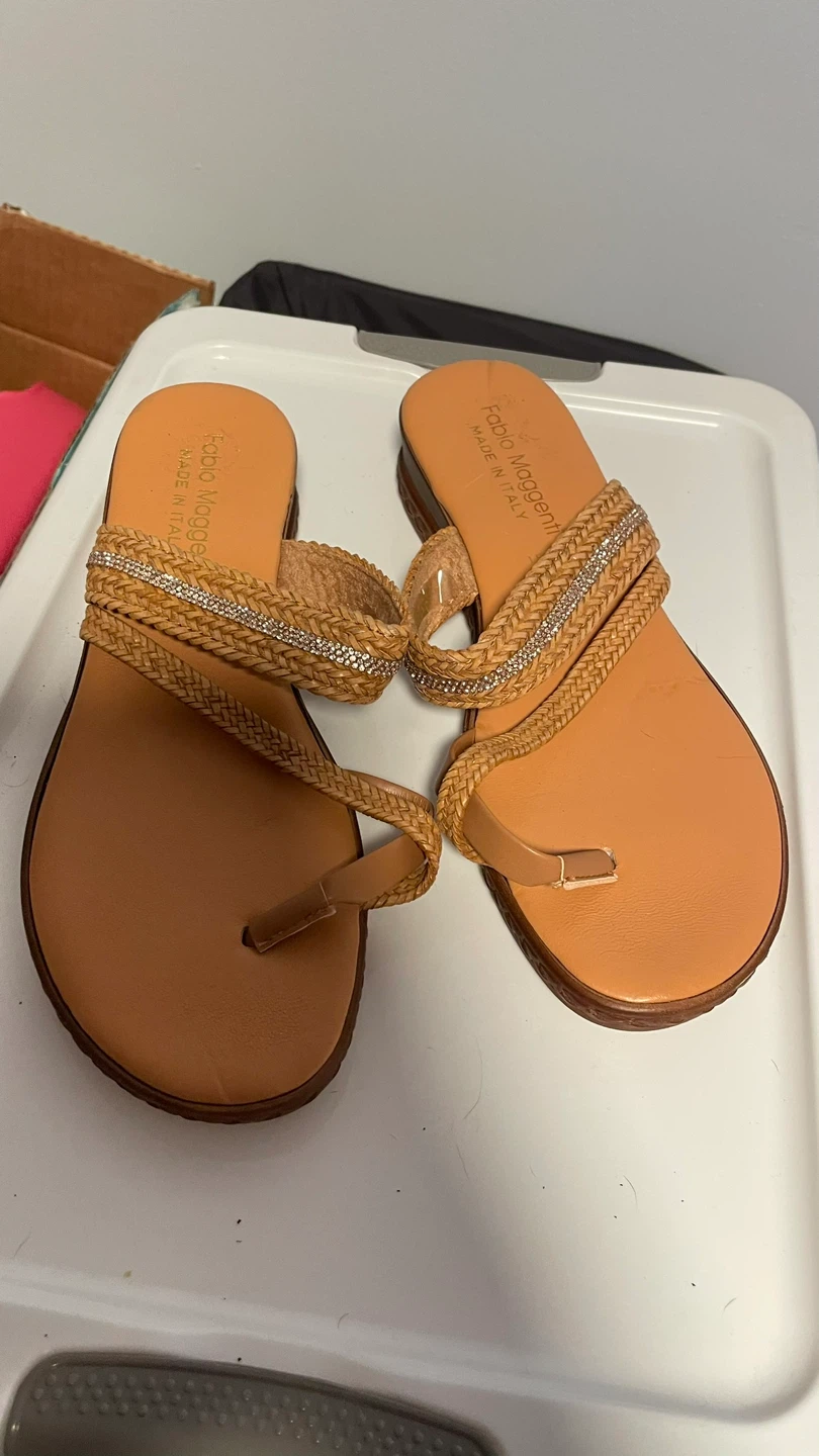 Women's Tan Embellished Thong Sandals - photo 2