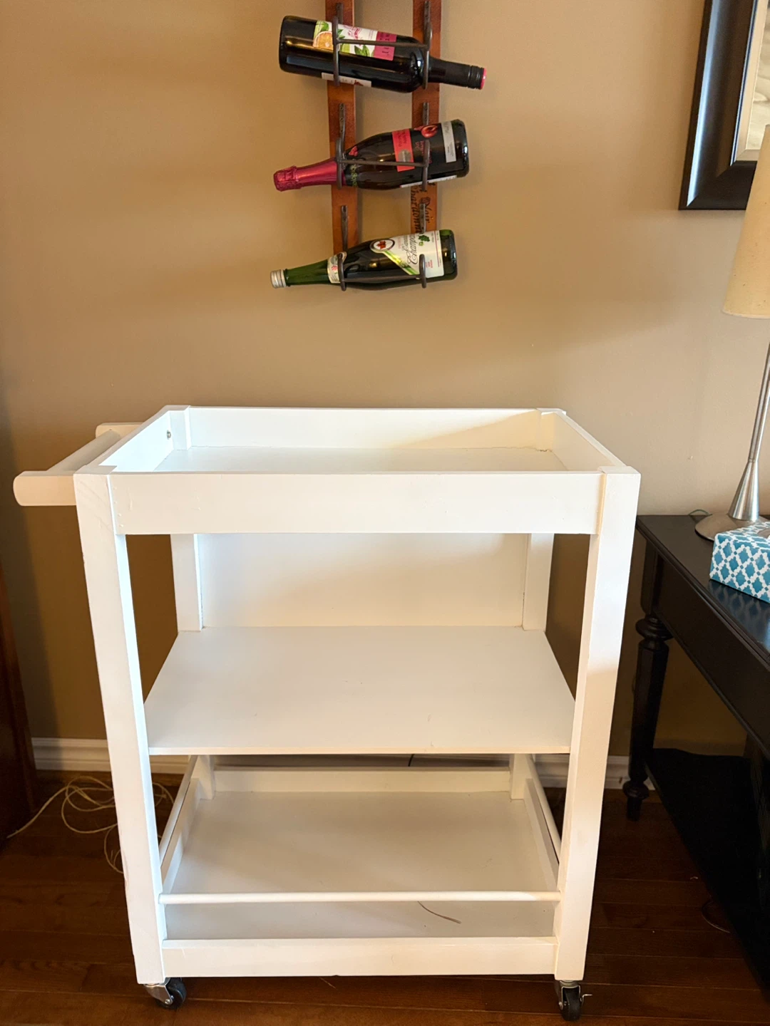 White Serving Cart with Wheels