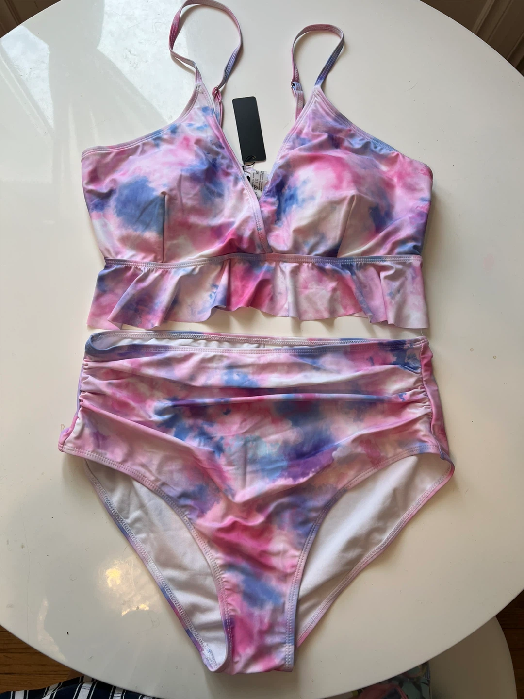 (New)Women's Tie-Dye Bikini Set - Pink/Blue - XXL