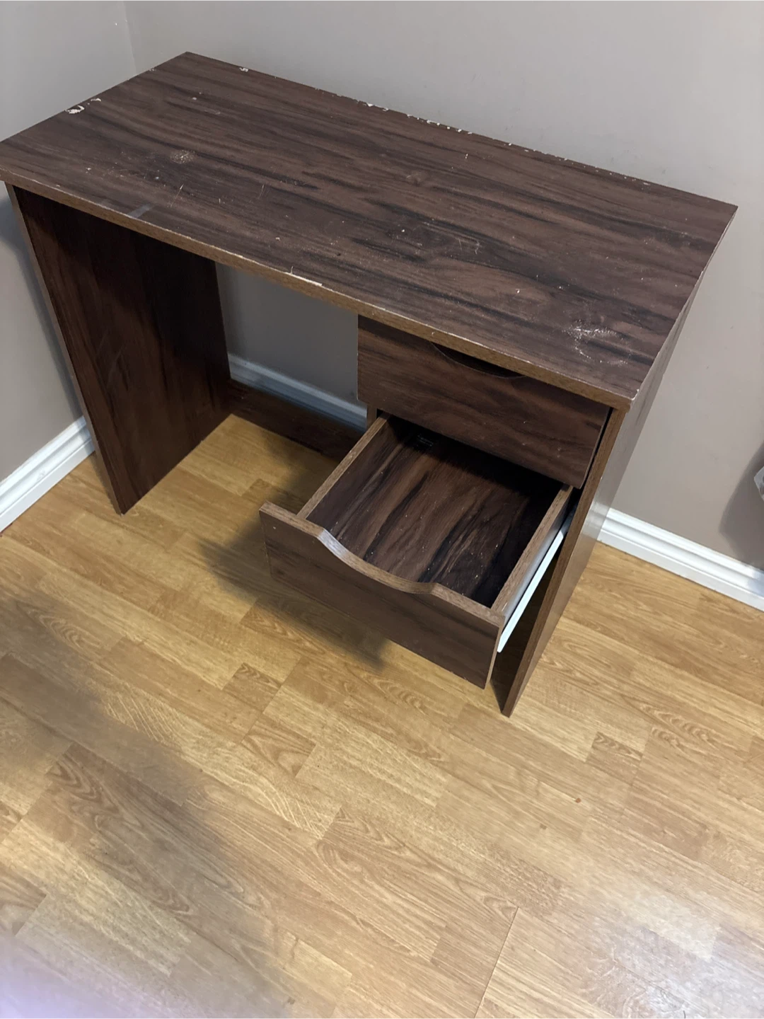 Brown Laminate Desk with Two Drawers - photo 2