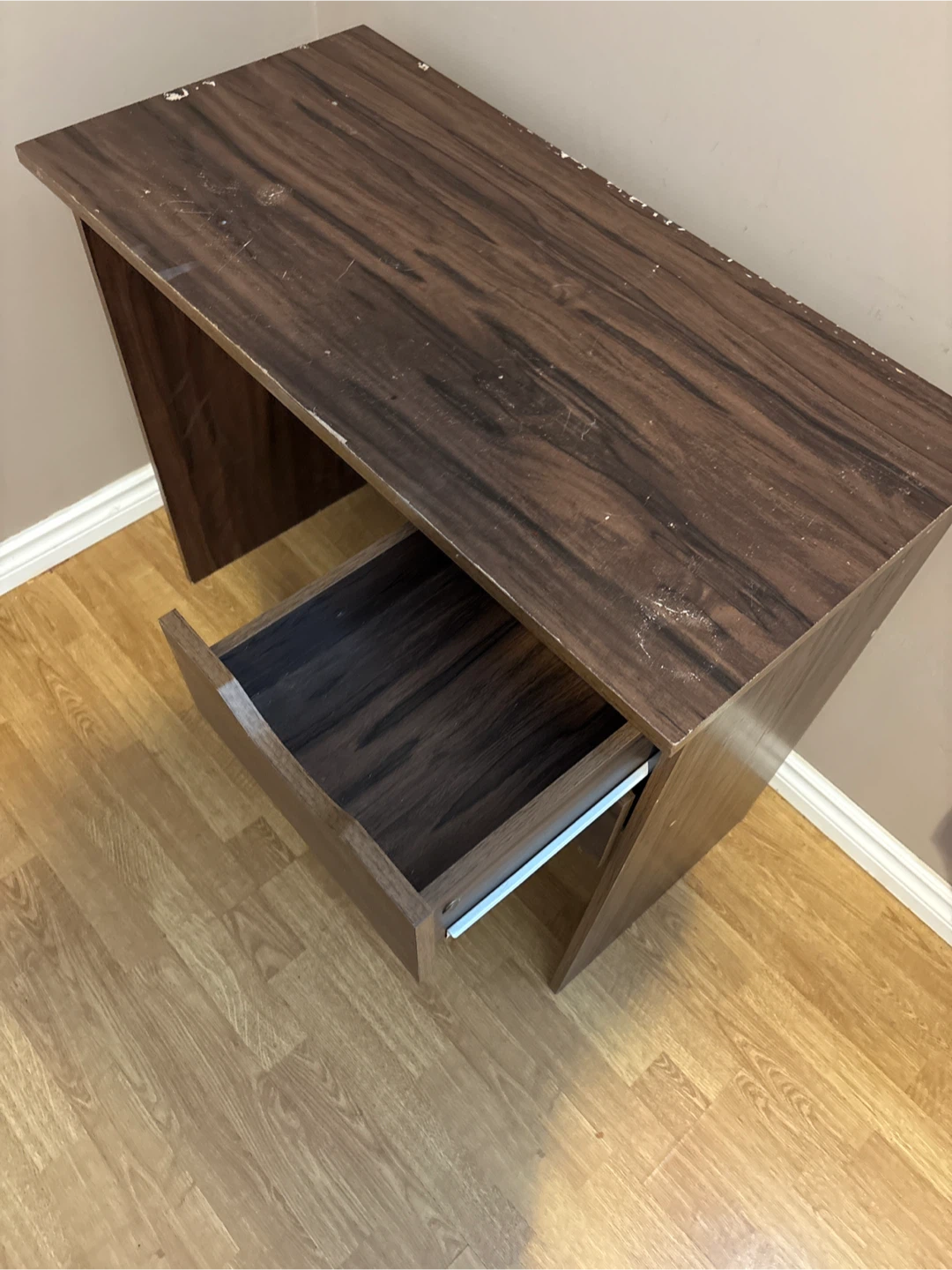 Brown Laminate Desk with Two Drawers