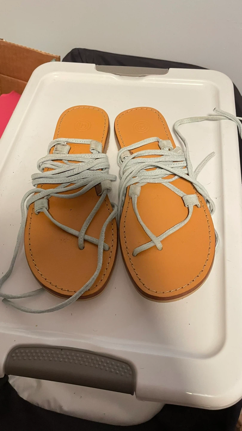 Light Blue Lace-Up Flat Sandals