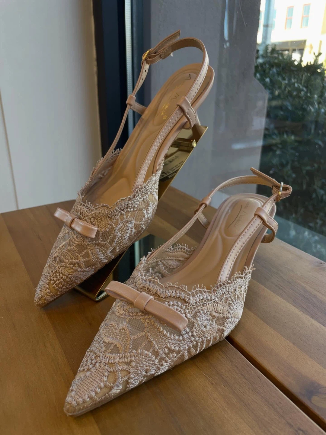 Anne Michelle Women's Lace Slingback Heels 7