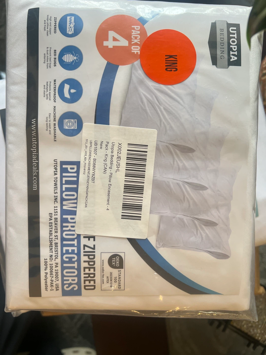 Utopia Bedding King Pillow Protectors - 4 Pack