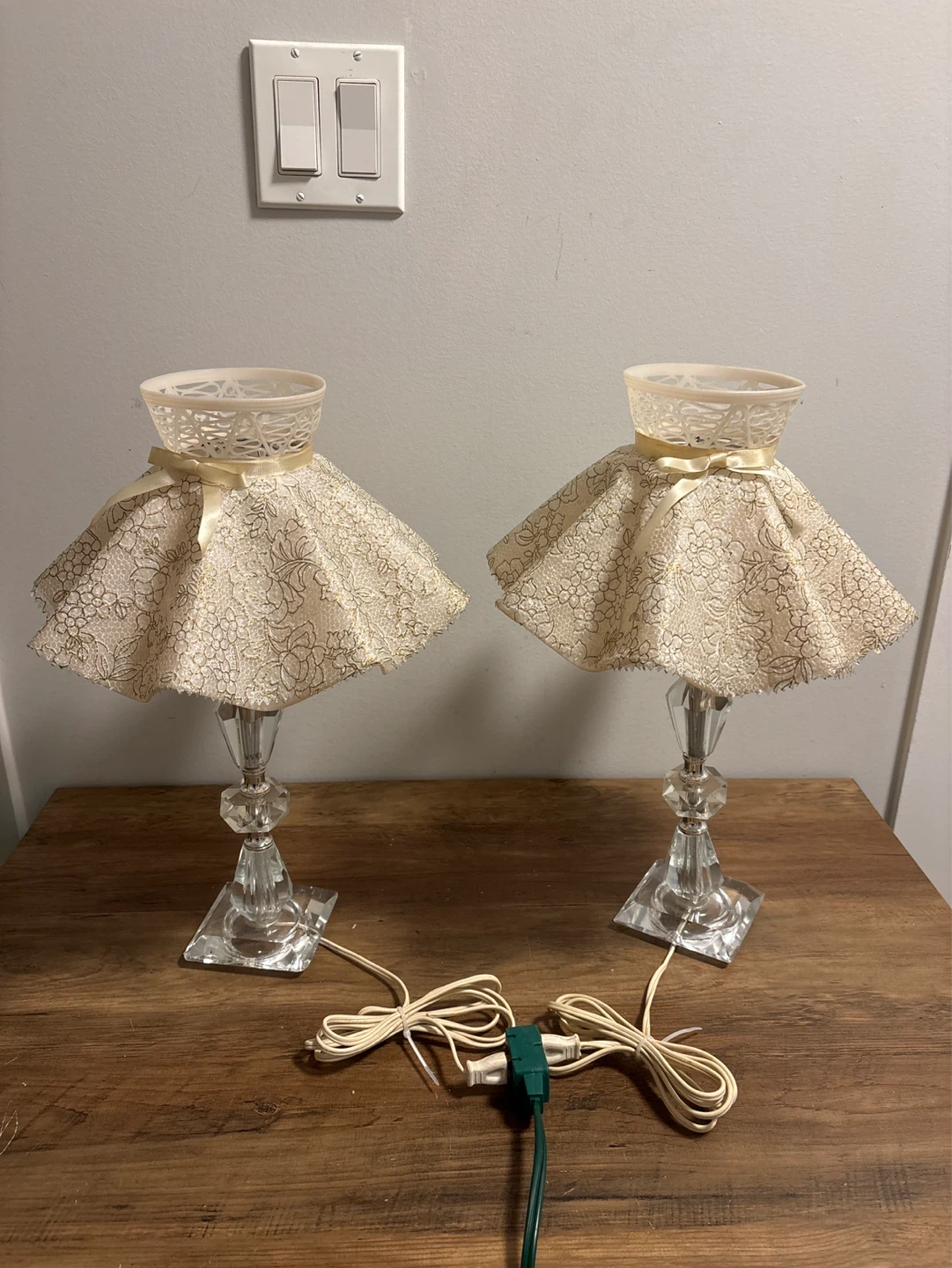 Pair of Vintage Crystal Table Lamps