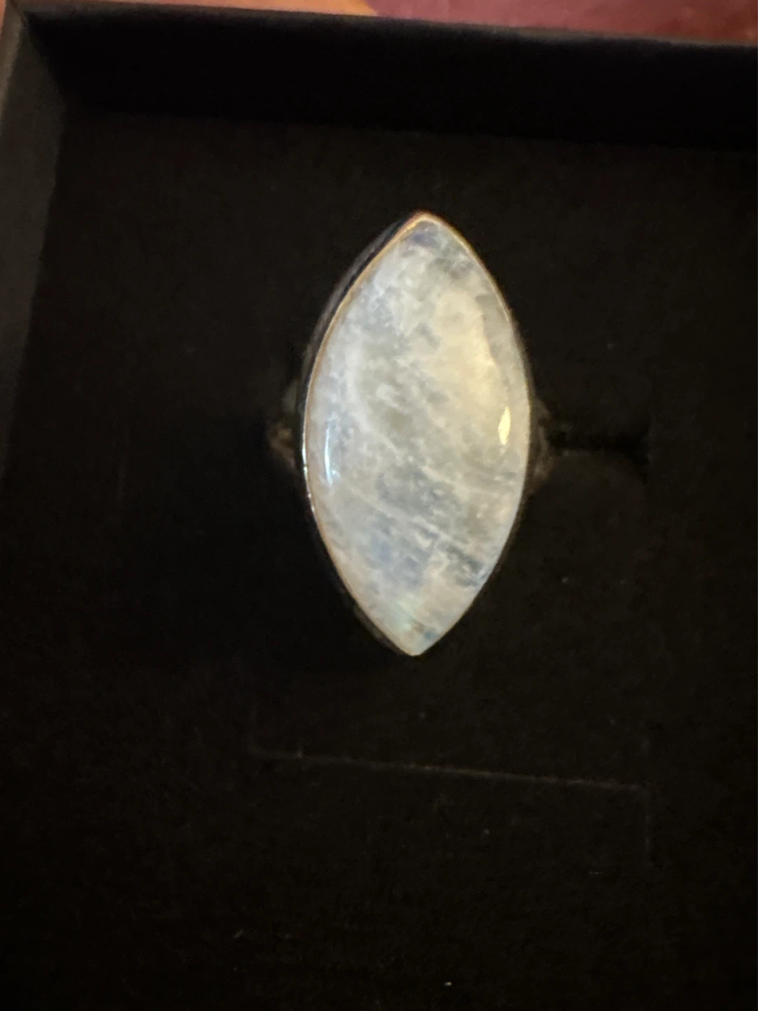 Genuine 925 Marquise Cut Rainbow Moonstone Ring - photo 2