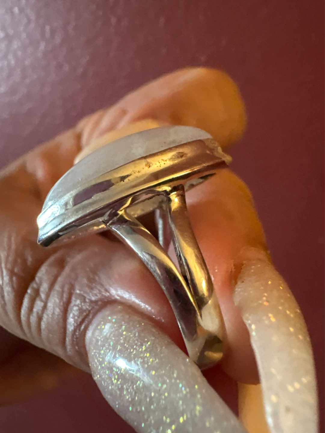 Genuine 925 Marquise Cut Rainbow Moonstone Ring - photo 5