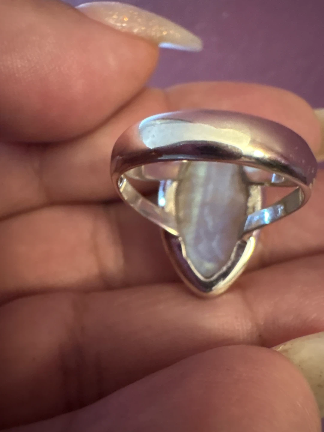 Genuine 925 Marquise Cut Rainbow Moonstone Ring - photo 4