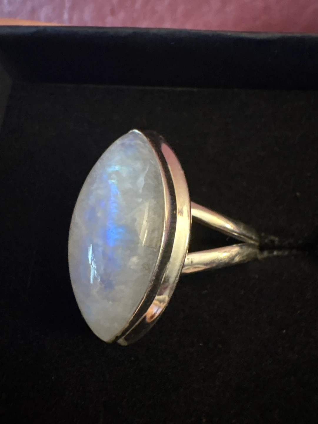 Genuine 925 Marquise Cut Rainbow Moonstone Ring - photo 3