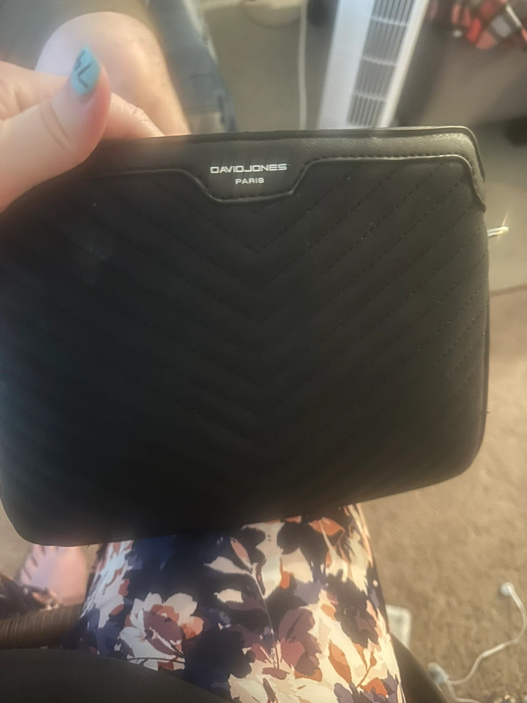 DAVID JONES Paris Black Quilted Clutch Purse