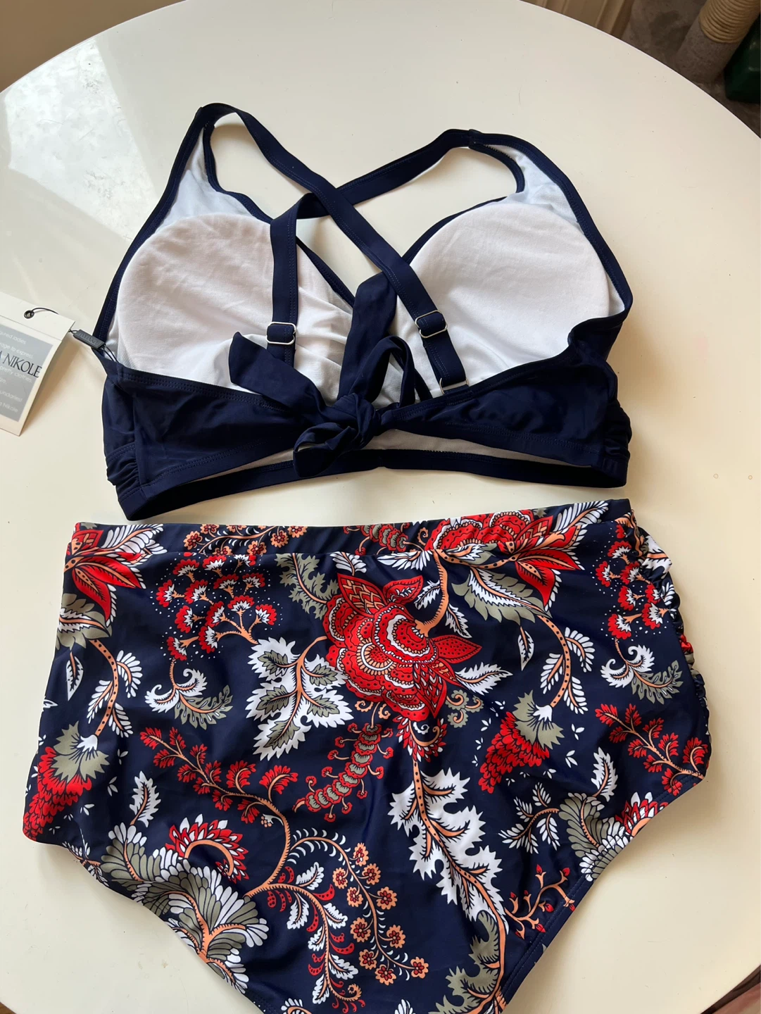 New Navy Blue Floral Bikini Set - XXL - photo 2
