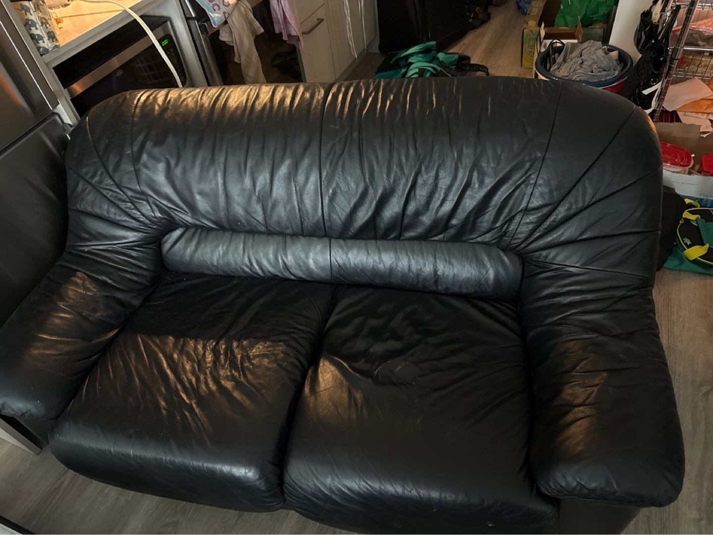 Black Leather Sofa - photo 2