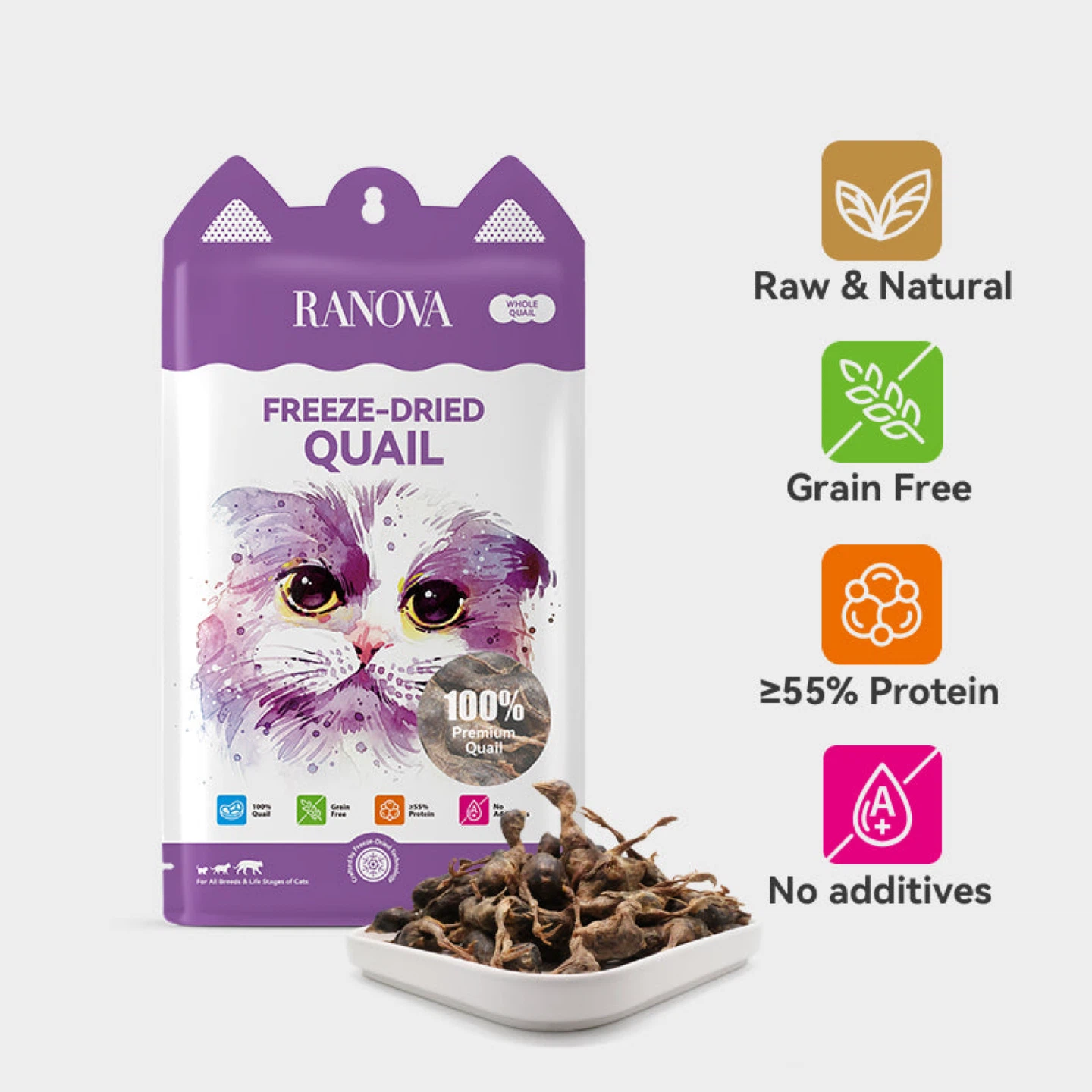 ✨FREE✨#2 Ranova Freeze-Dried Quail Cat Treats 40g