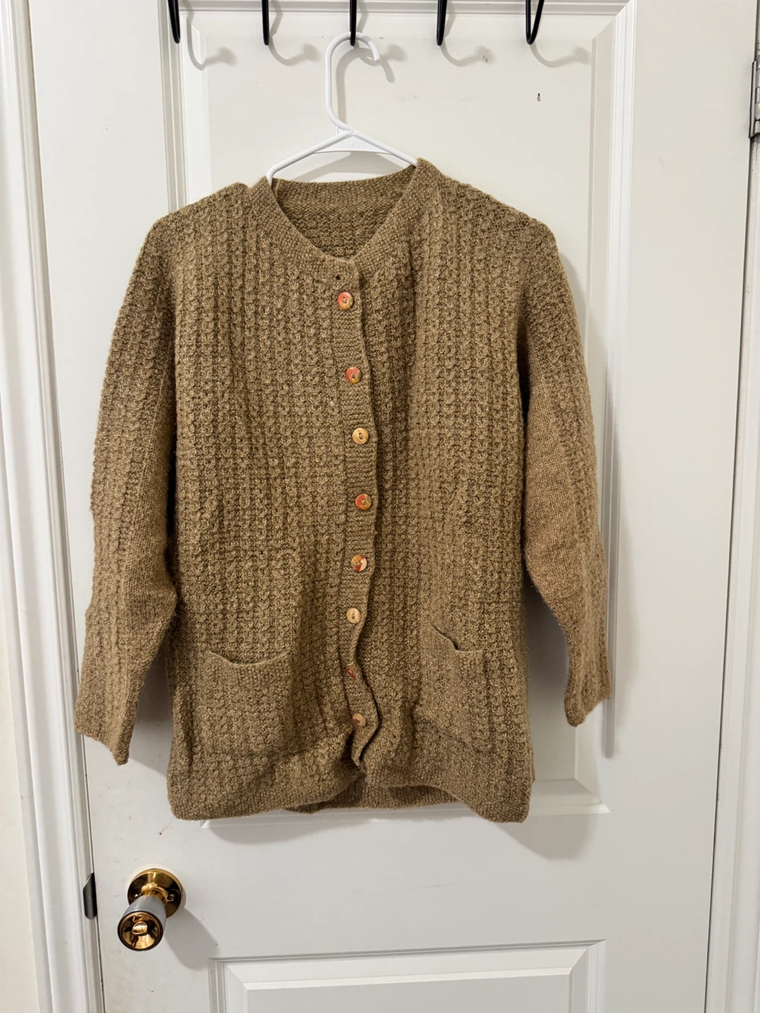 Brown Knitted Cardigan with Pockets