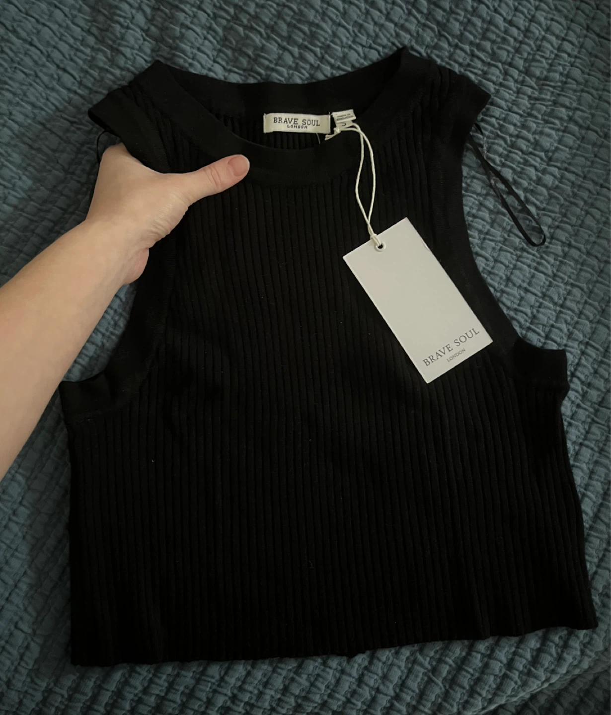 🆕Brave Soul Black Ribbed Tank Top - Size S
