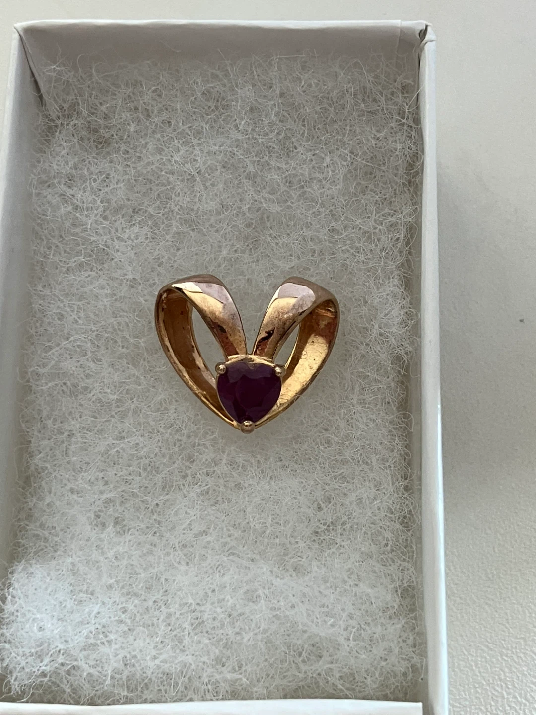 925 Gold Plated Heart Pendant with Ruby - photo 2