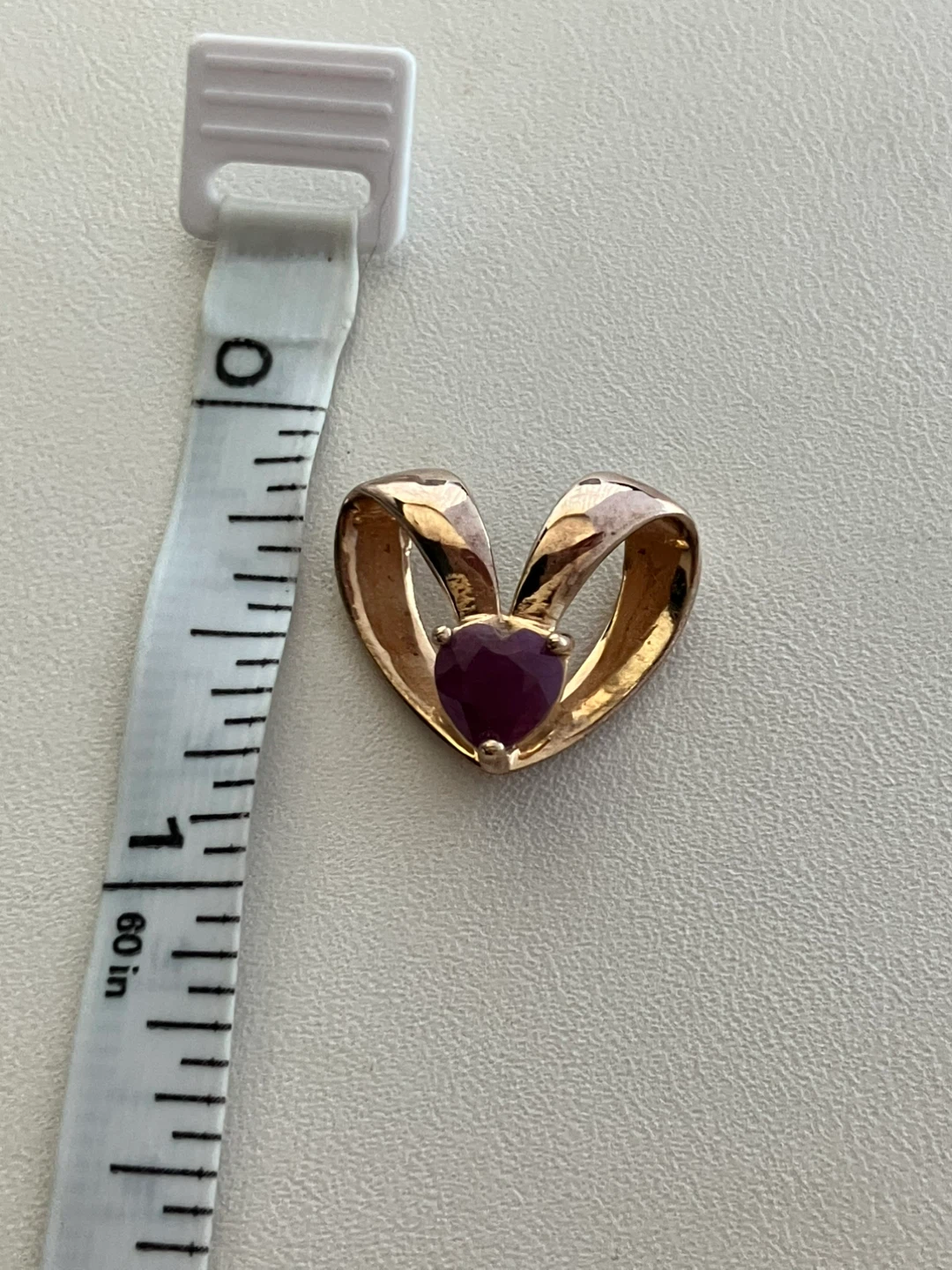 925 Gold Plated Heart Pendant with Ruby - photo 3