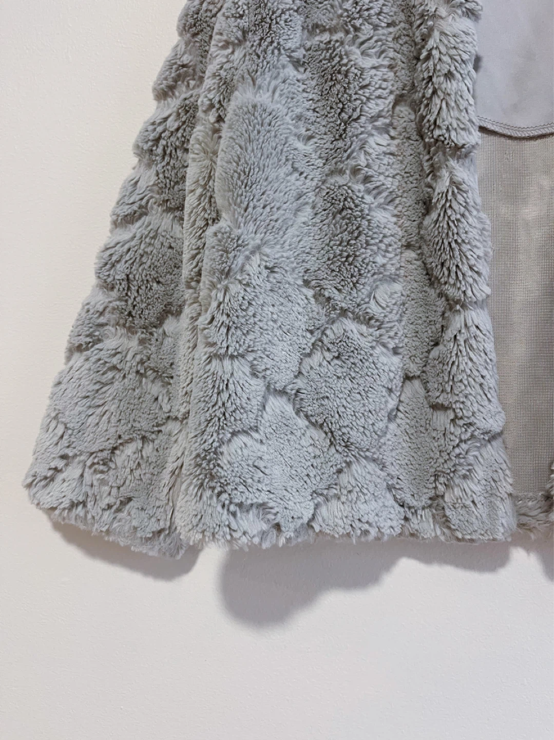 Cropped faux fur jacket with three-quarter sleeve-Size S - photo 3
