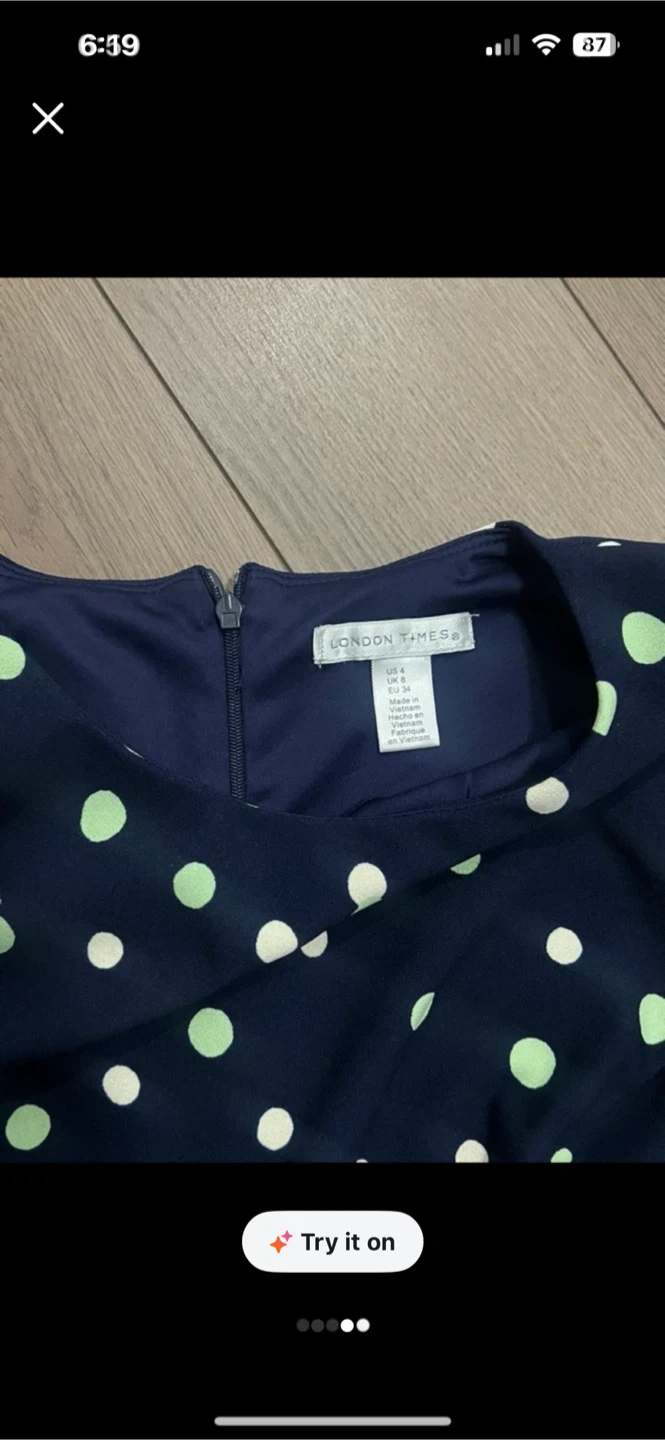 London Times Polka Dot Dress - Navy/Green Size 8 - photo 2
