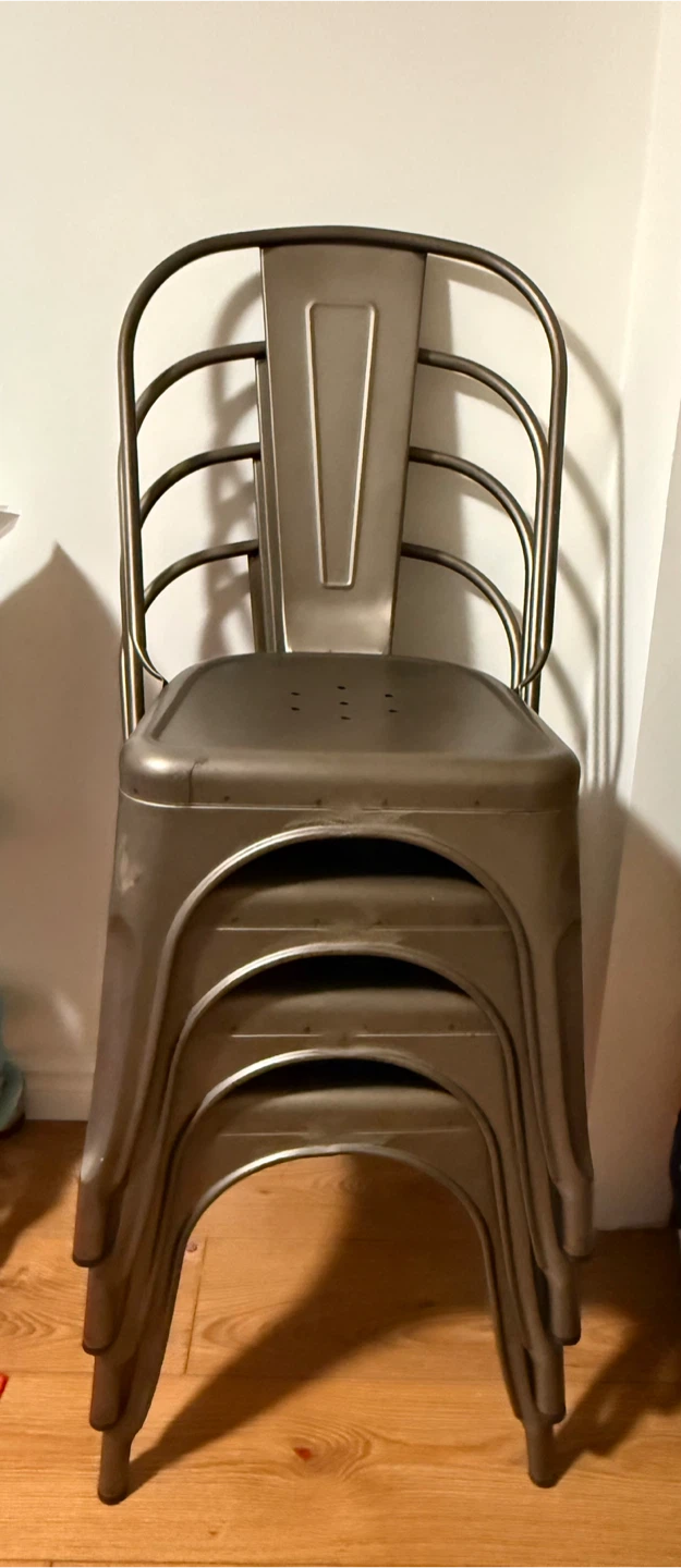 Set of 4 Metal Tolix Style Dining Chairs