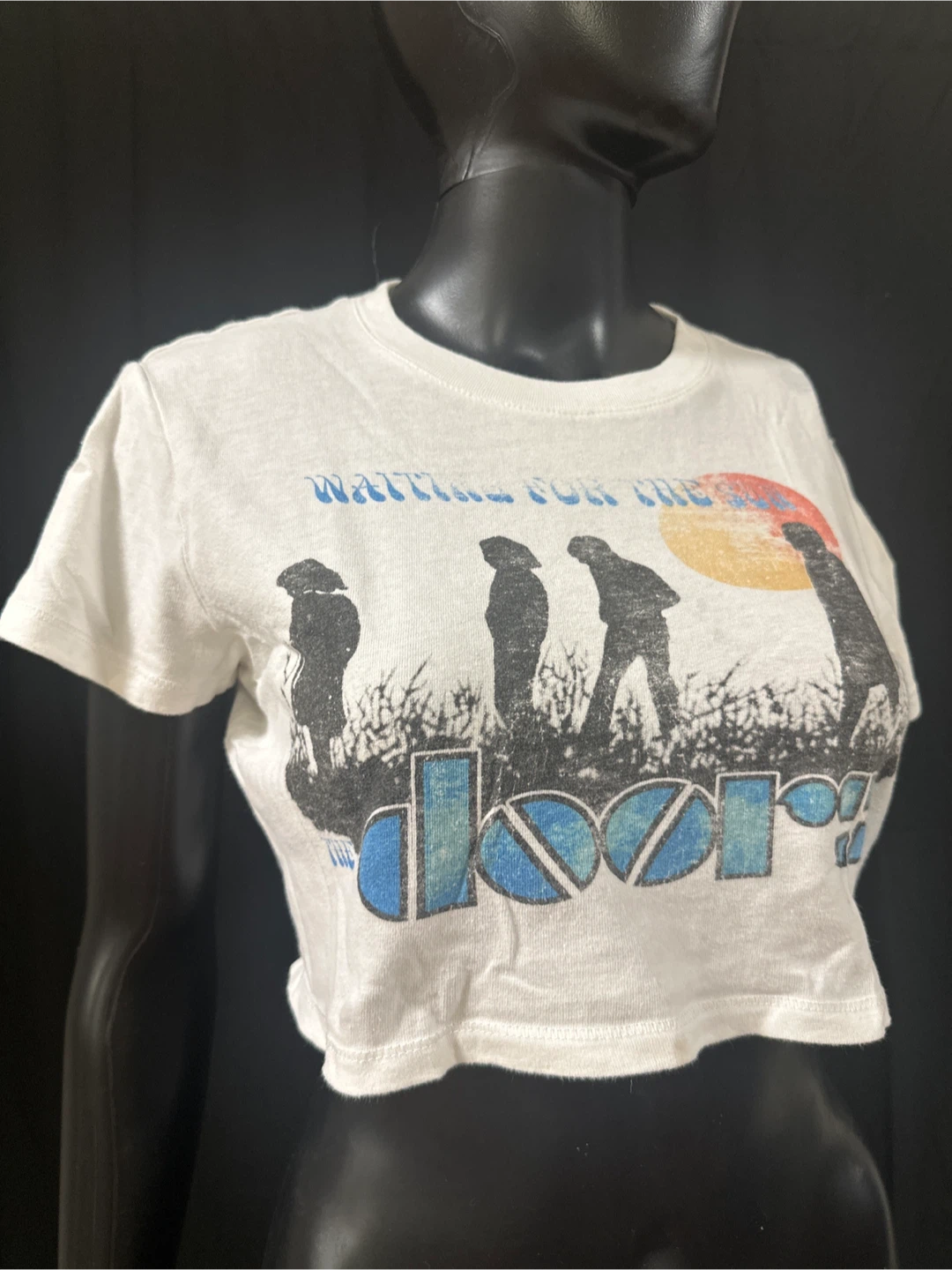 The Doors Waiting for the Sun White Cropped T-Shirt