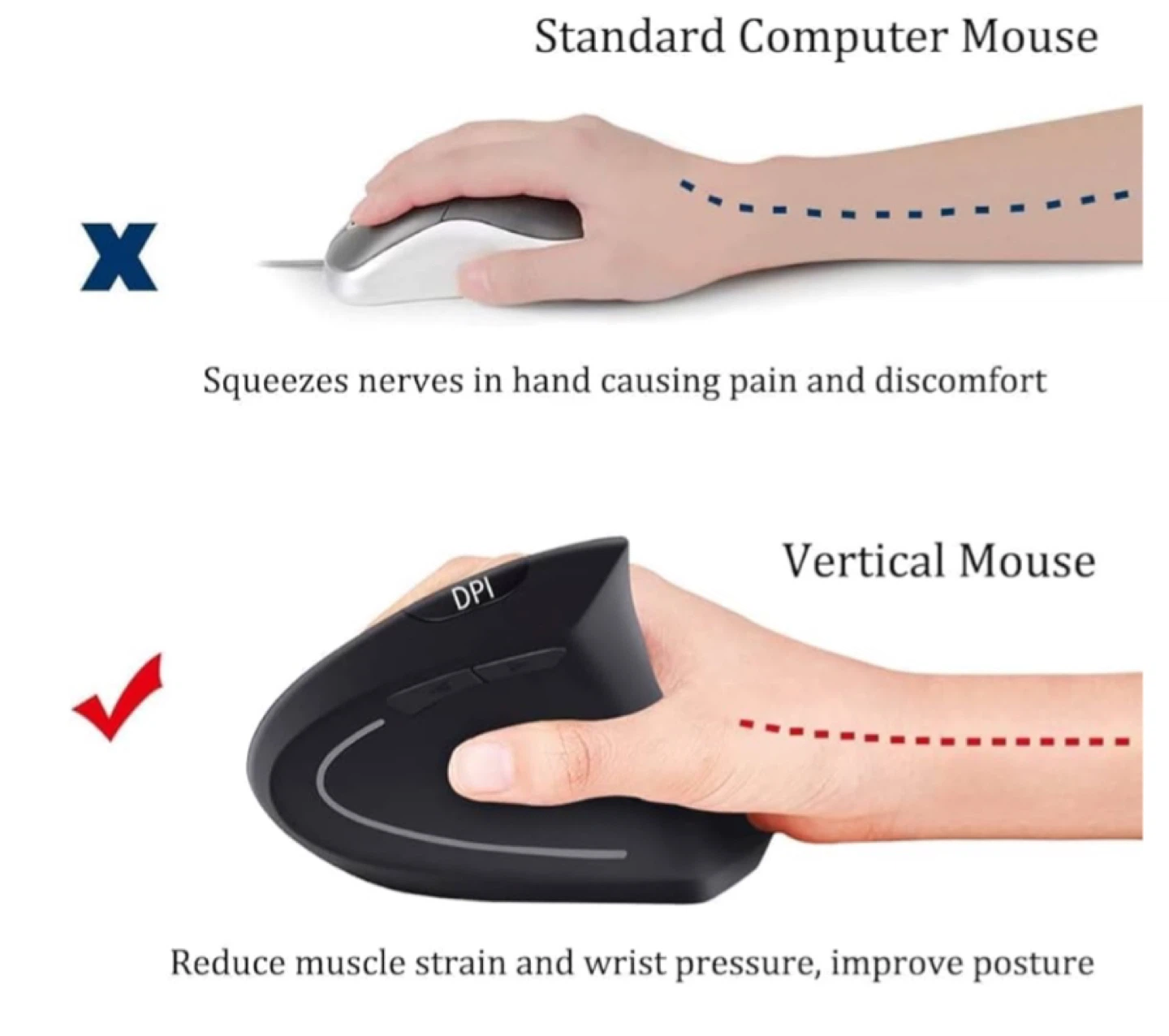 Vertical Wireless Mouse - 2.4G, 6 Buttons, Adjustable DPI - photo 4