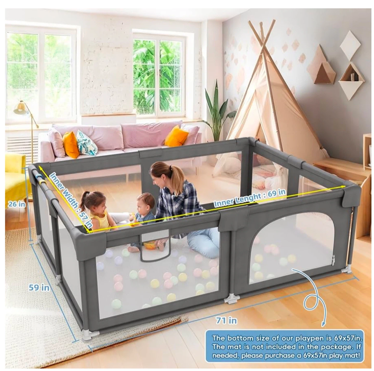 Baby Playpen 71”x 59” - photo 2