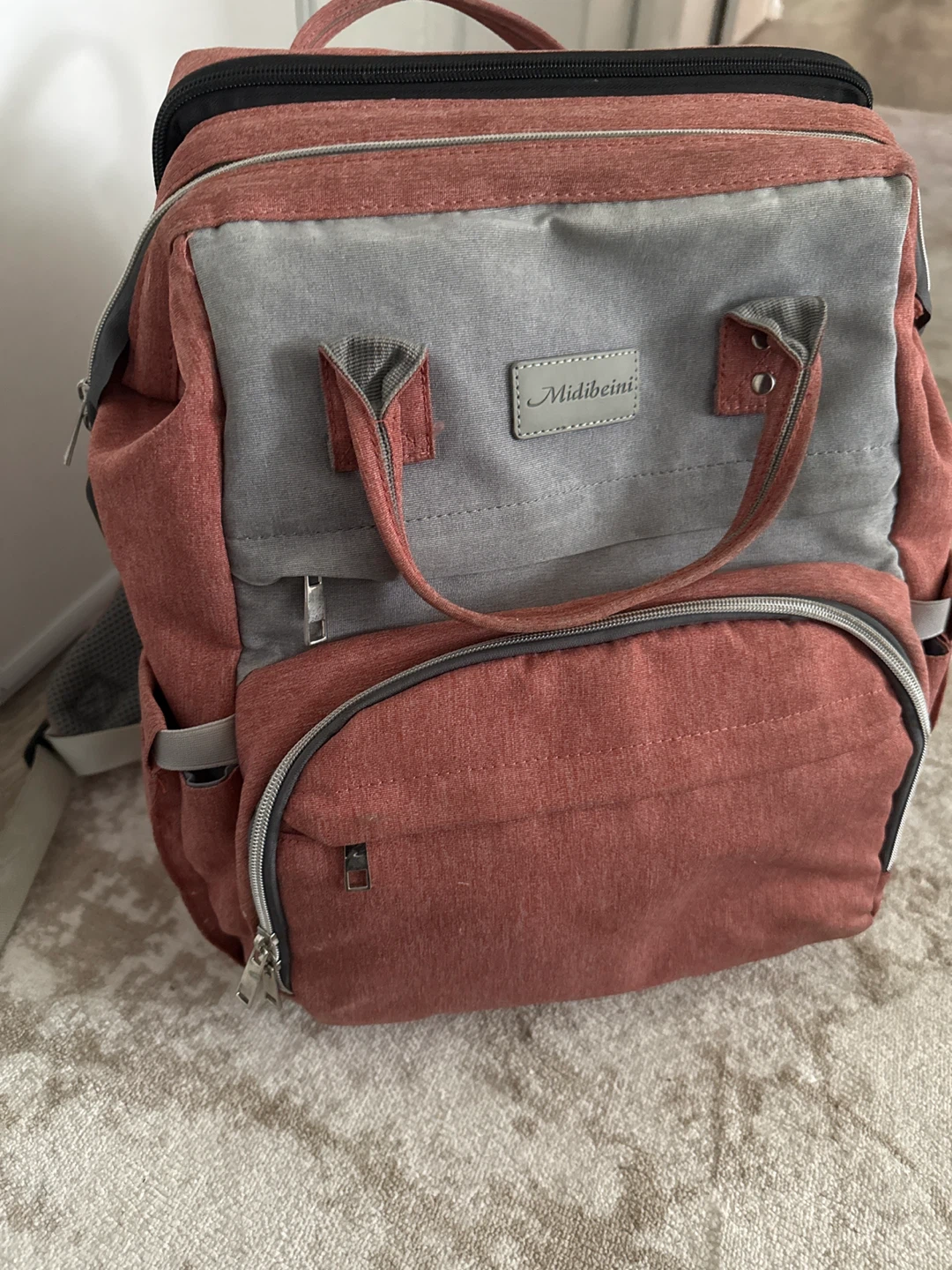 Midibeini Diaper Bag Backpack - Rose Red