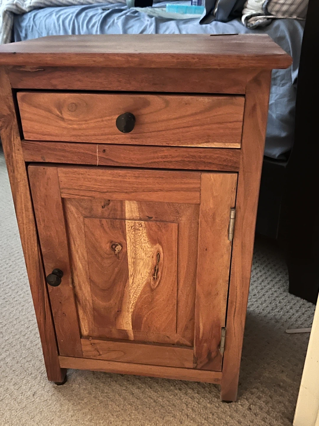 Wooden Nightstand with Cabinet and Drawer