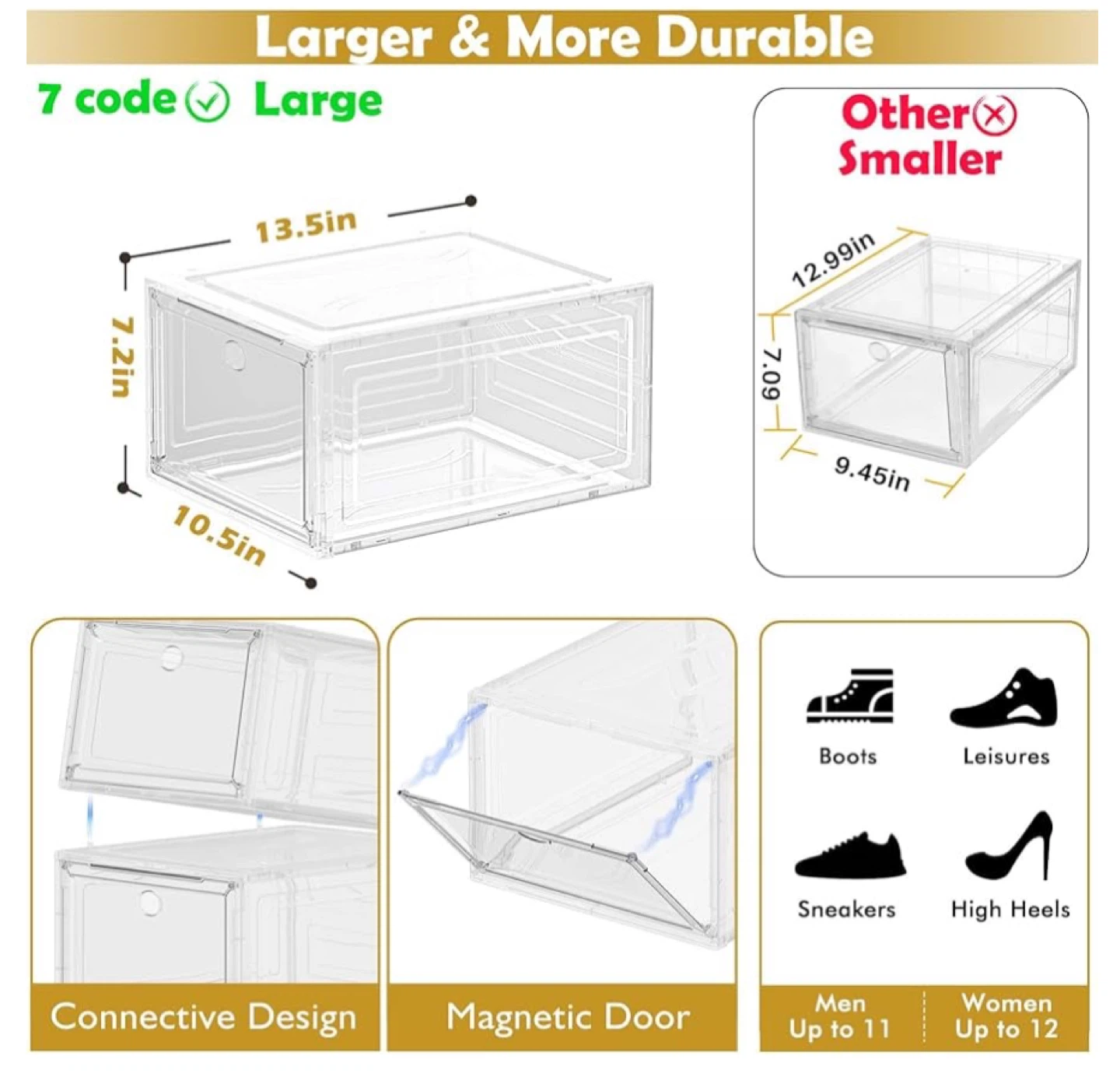 Stackable Clear Shoe Storage Boxes (Large) - photo 2
