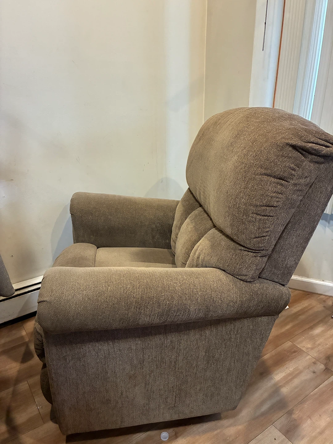 Brown Fabric Recliner Chair with Swivel Base
