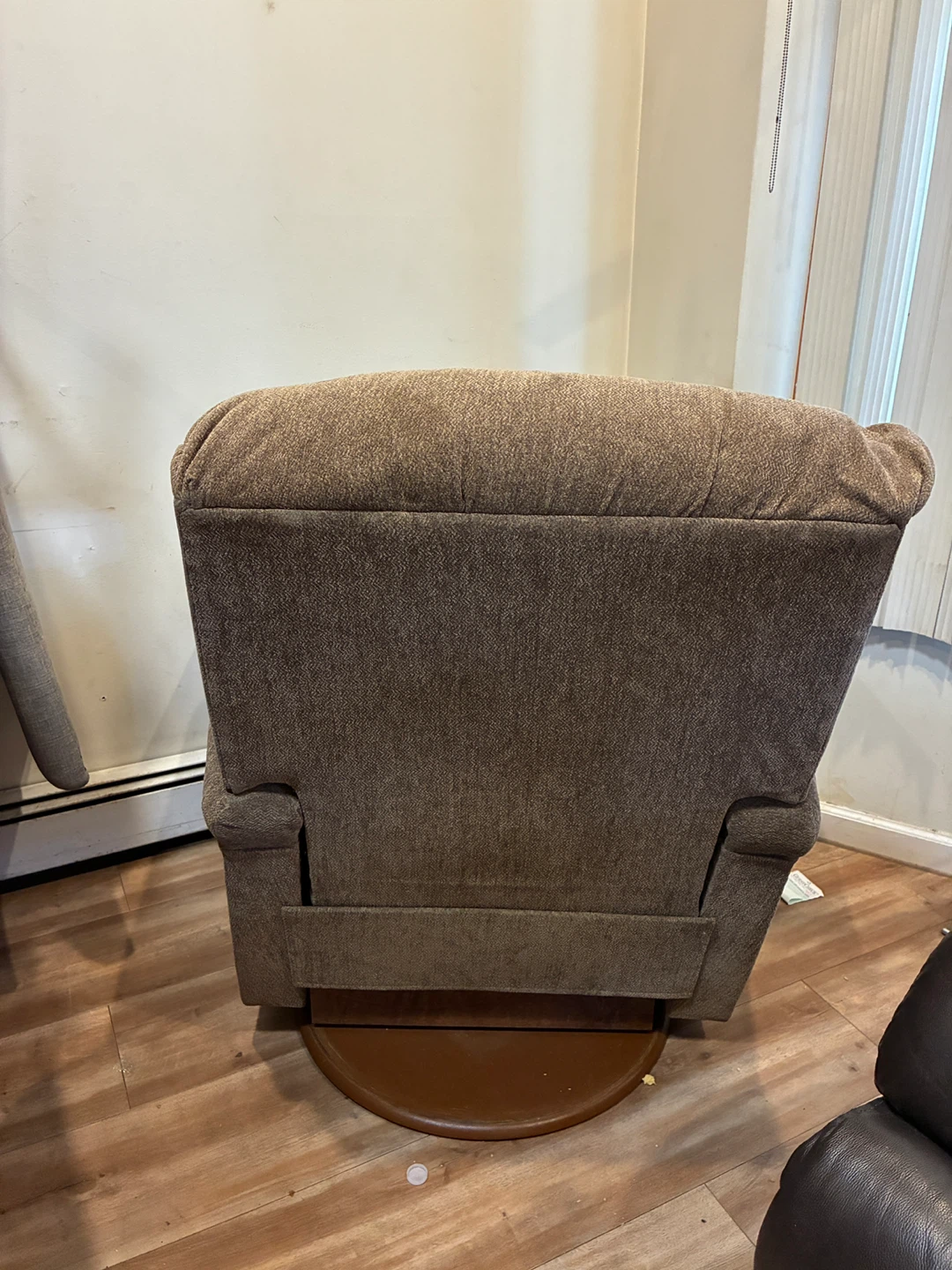 Brown Fabric Recliner Chair with Swivel Base - photo 4