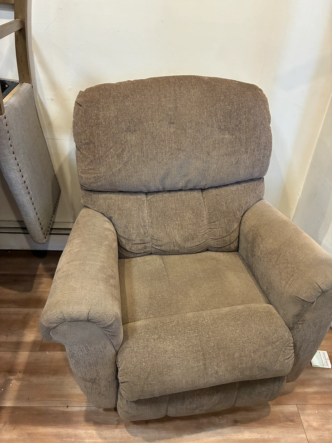 Brown Fabric Recliner Chair with Swivel Base - photo 2