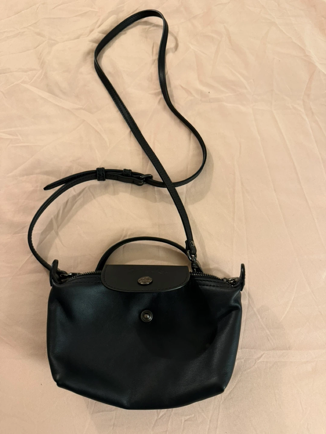 Longchamp Black Leather Crossbody Bag