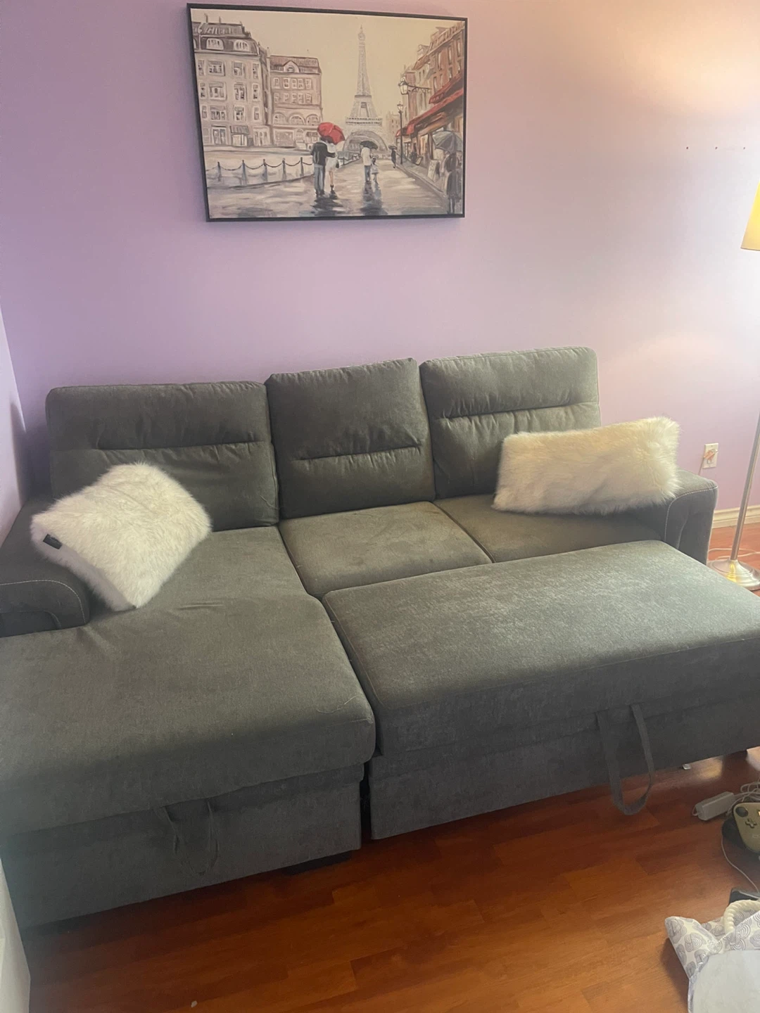 Grey Sectional Sofa with Storage Ottoman - photo 2