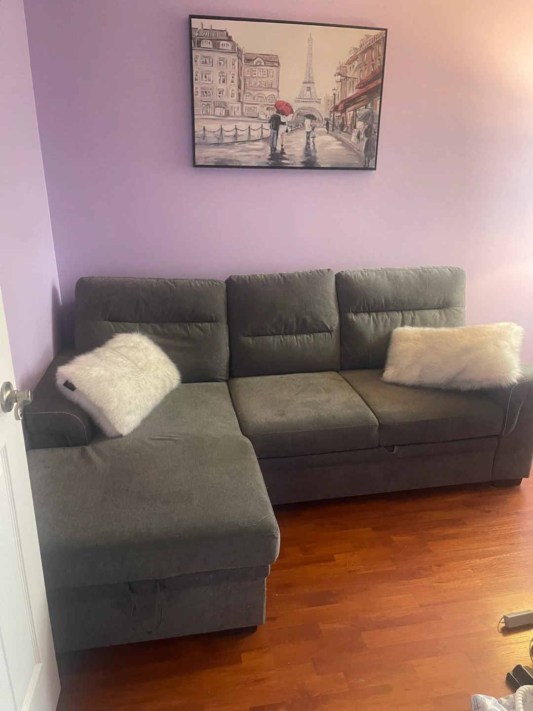 Grey Sectional Sofa with Storage Ottoman
