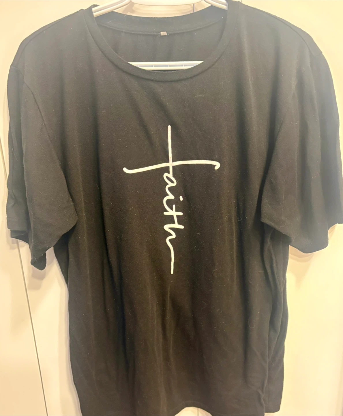Black T-Shirt with ‘Faith' Graphic