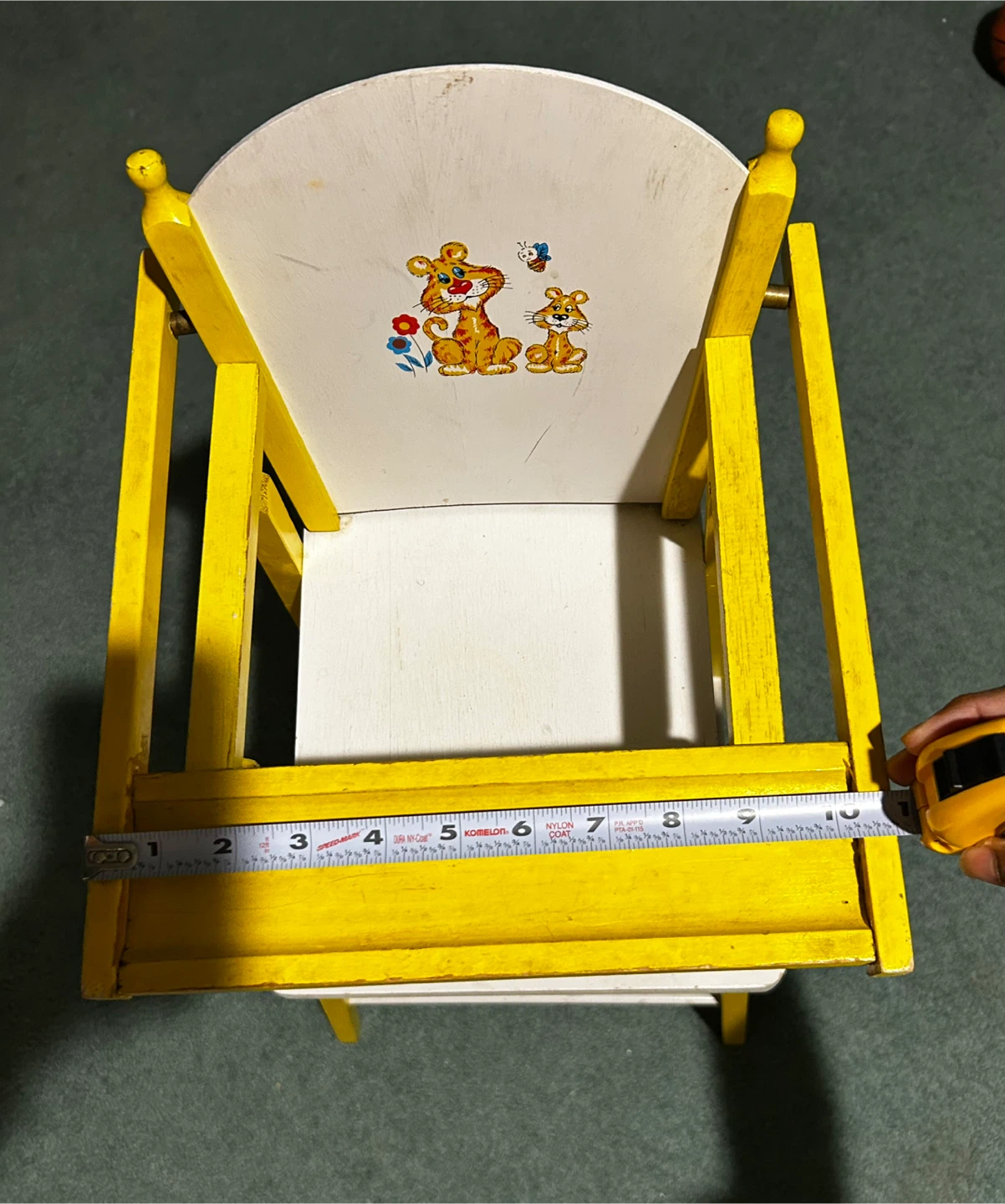 Yellow Wooden Doll High Chair with Tiger Illustration - photo 4