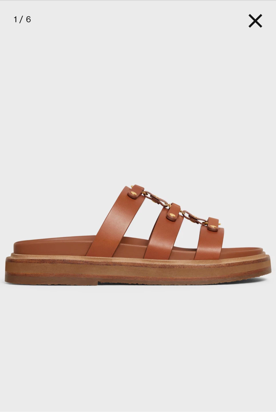 CELINE Brown Leather Triple Strap Sandals - Size 38 - photo 2