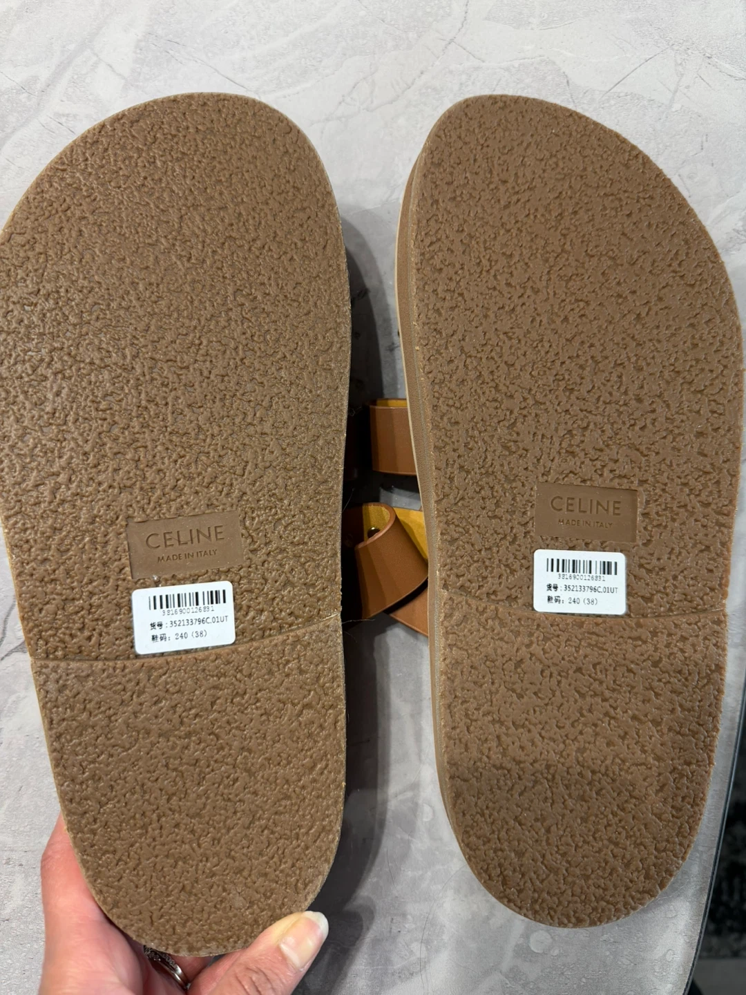 CELINE Brown Leather Triple Strap Sandals - Size 38 - photo 5