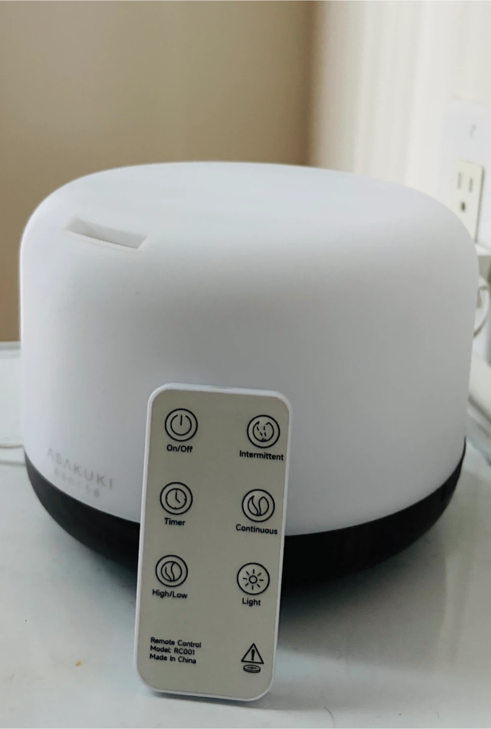 ASAKUKI White Essential Oil Diffuser with Remote
