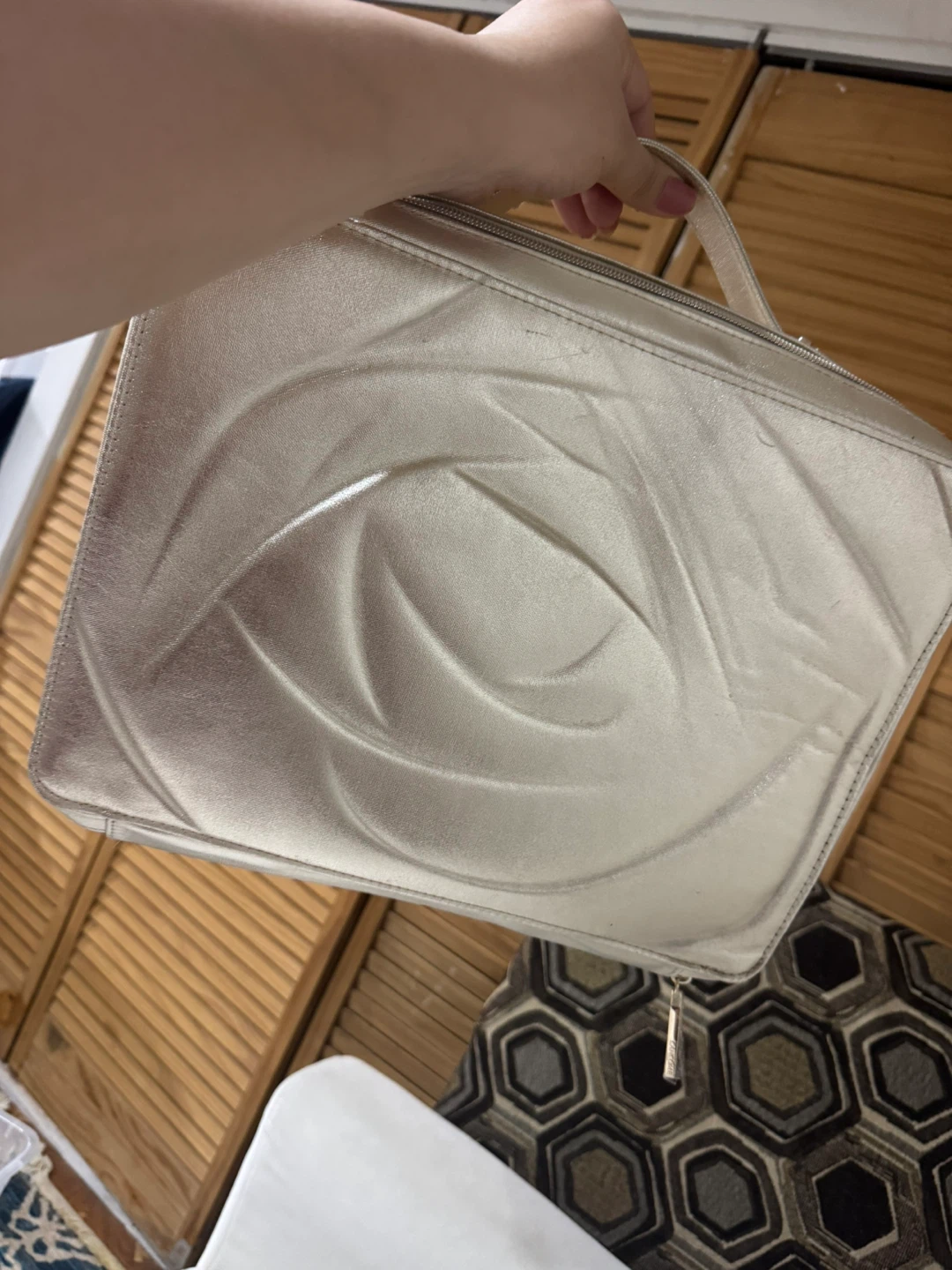 Lancome Metallic Rose Embossed Cosmetic Bag