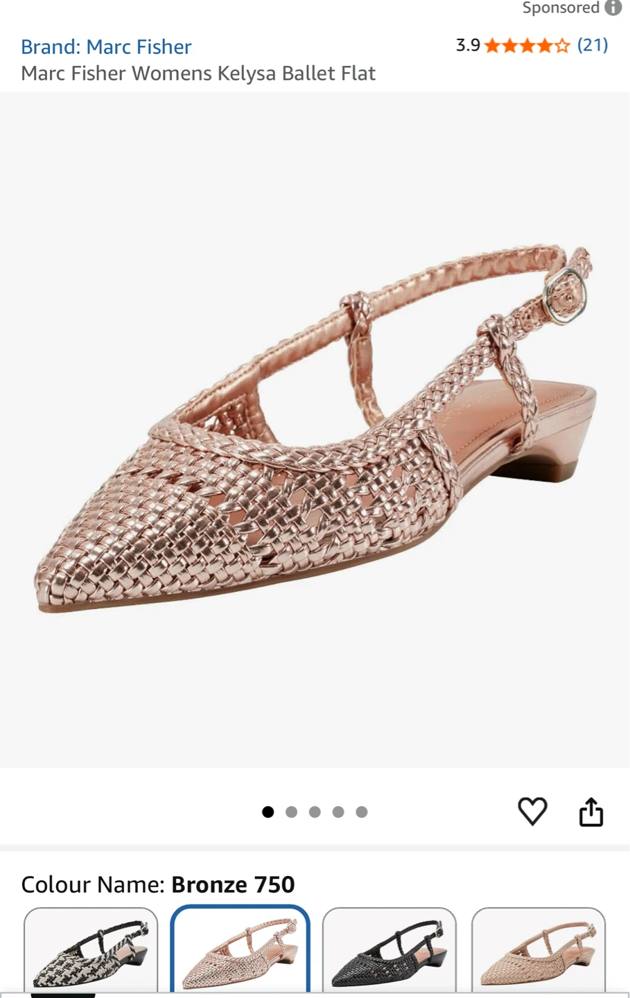 Marc Fisher Womens Kelysa Ballet Flat - Bronze 750, Size 6.5 - photo 2