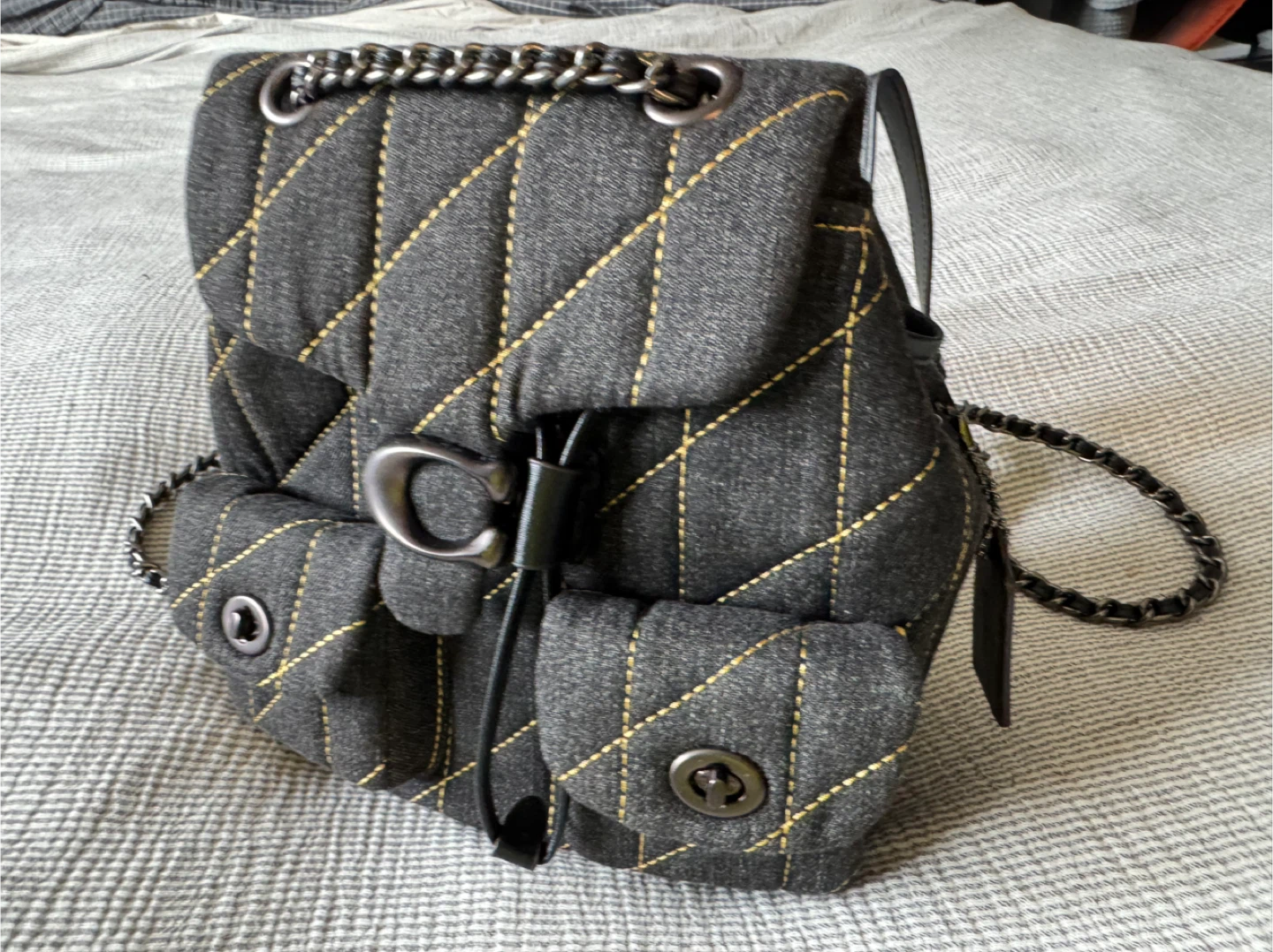 Coach Quilted Denim Backpack Purse