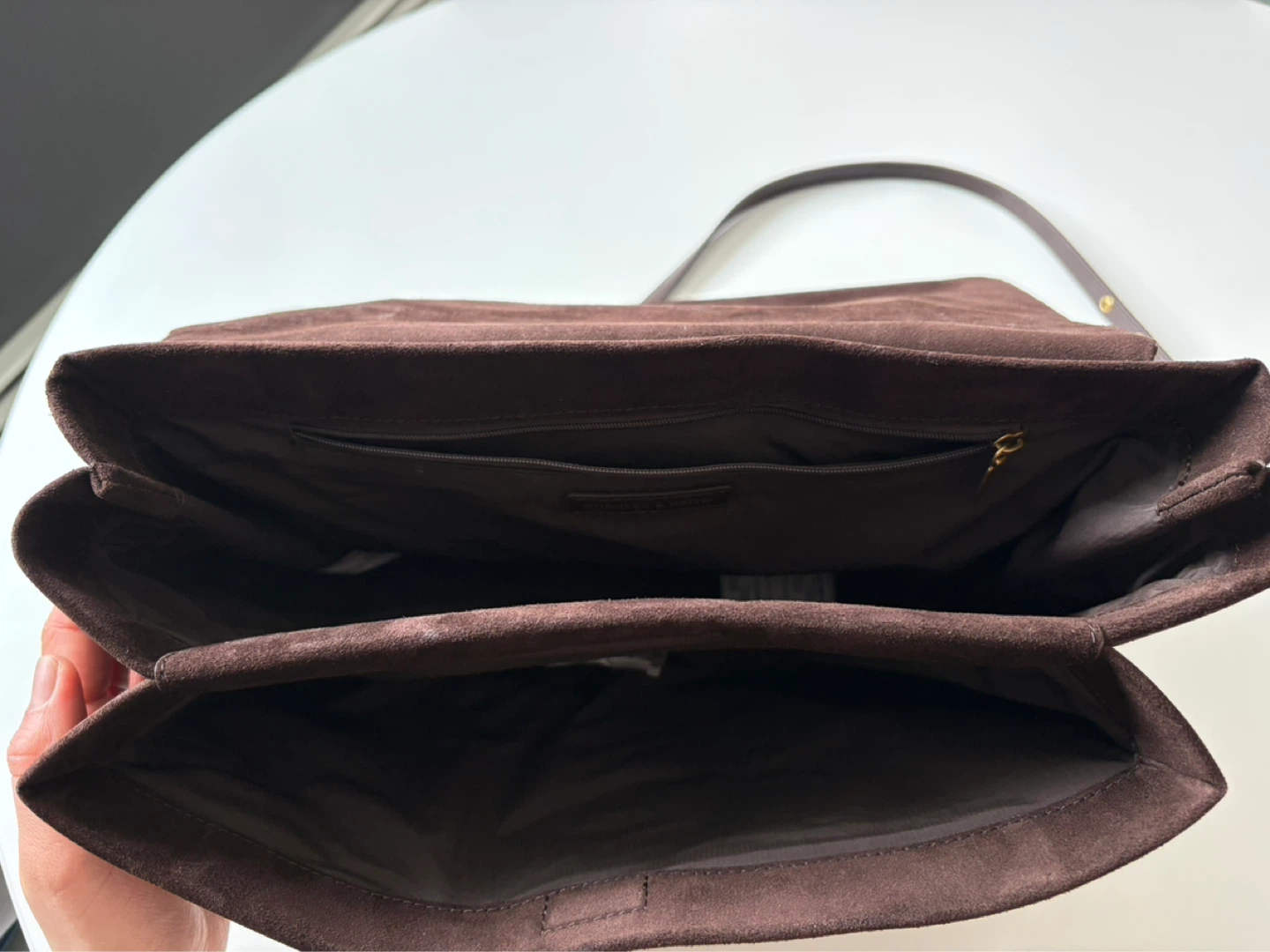 Charles & Keith Brown Suede Top Handle Satchel Bag - photo 4