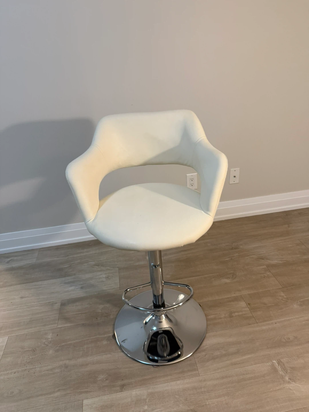 Adjustable Cream Faux Leather Bar Stool - photo 2
