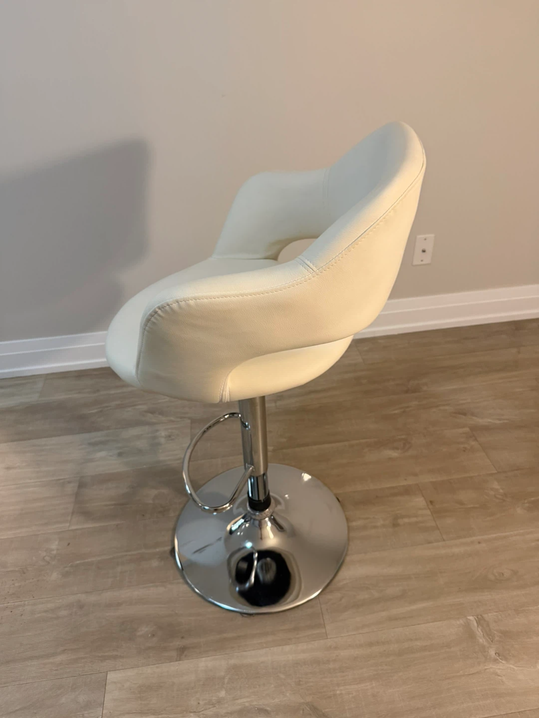 Adjustable Cream Faux Leather Bar Stool - photo 3
